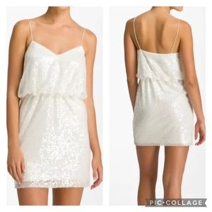 Aidan Mattox White Sequins mini party dress size 10